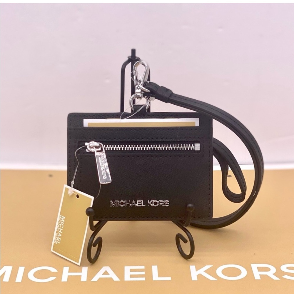 Michael Kors Black Card Holder Wallet Lanyard - Picture 6 of 10